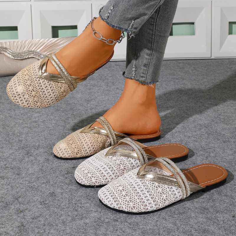 Slip On Mule Flat - Women's Summer Closed-Toe Beach Slippers Comfortable