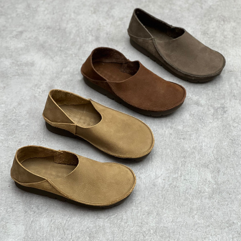 Women'S Shoes Round Toe - Women's 2 Ways Wear Genuine Leather