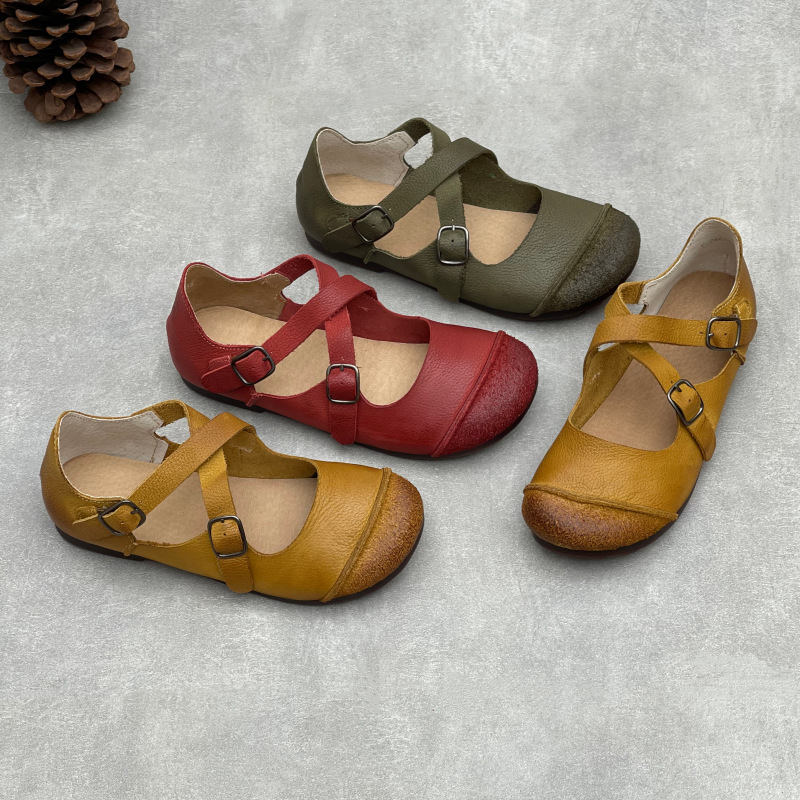 Women'S Shoes Round Toe - Women Original Handmade Genuine Cow Leather