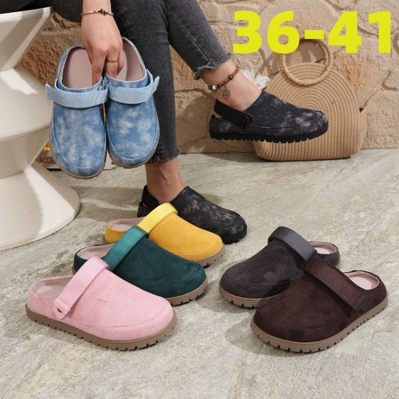 Slip On Mule Flat - New Women Suede Mules Multicolor Buckle