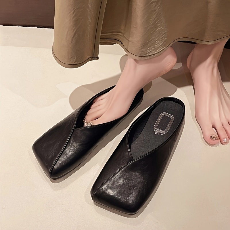 Slip On Mule Flat - Spring Summer New Square Head Versatile