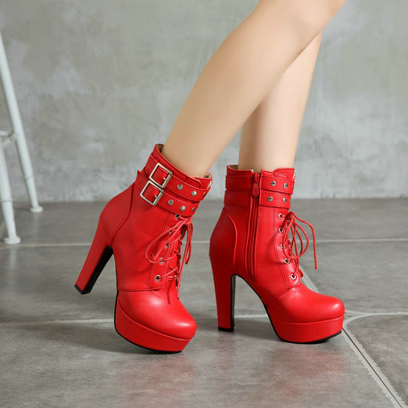 Women Shoes For Big Feet - Winter Fur Lined Yellow Red Womens