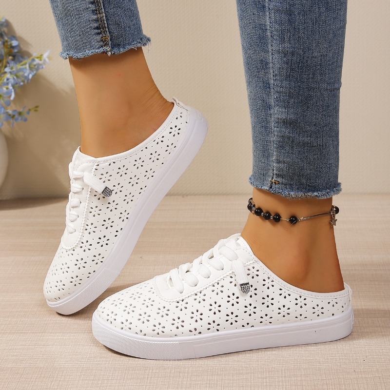 Slip On Mule Flat - Floral Cutout Slip on Mule Trainers