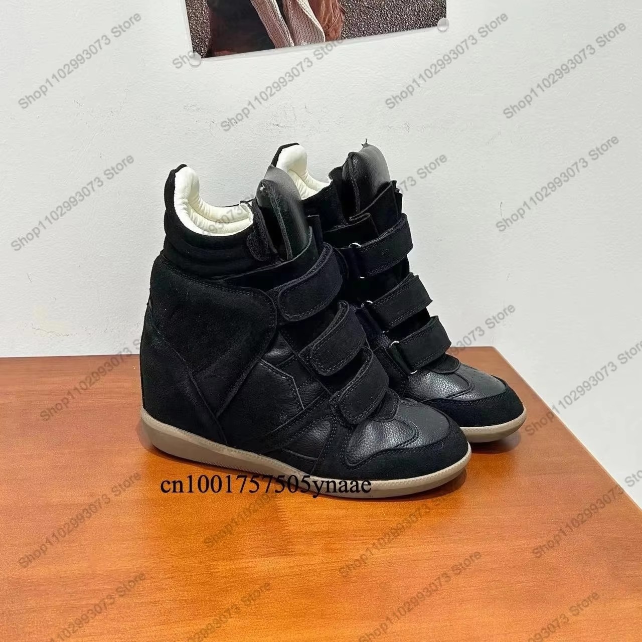 Women Shoes For Walking - Women Hidden Wedge Heel High‑Top Sneakers