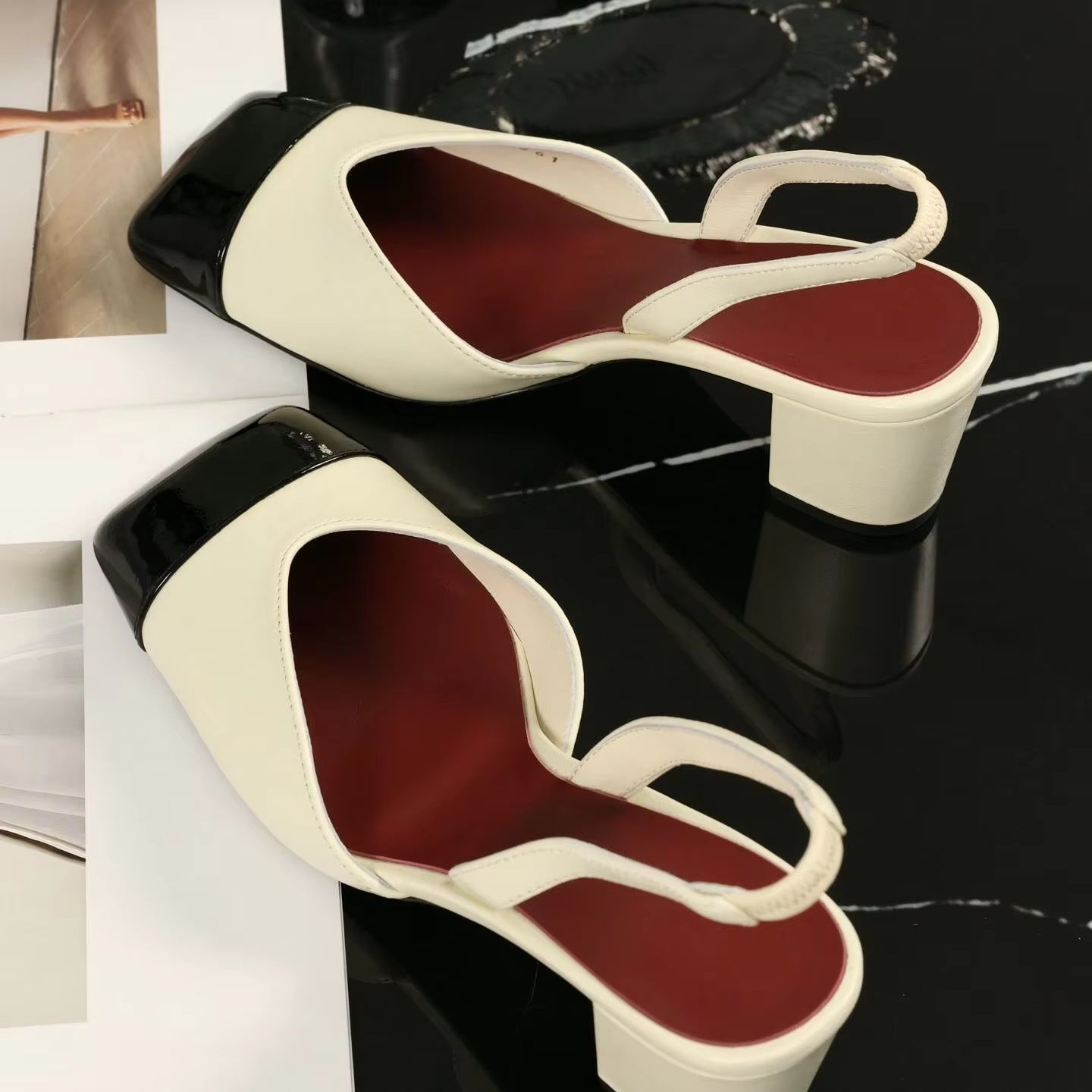 Women Slingback Pumps Two Tone - đánh giá và giá Women Shoes Black