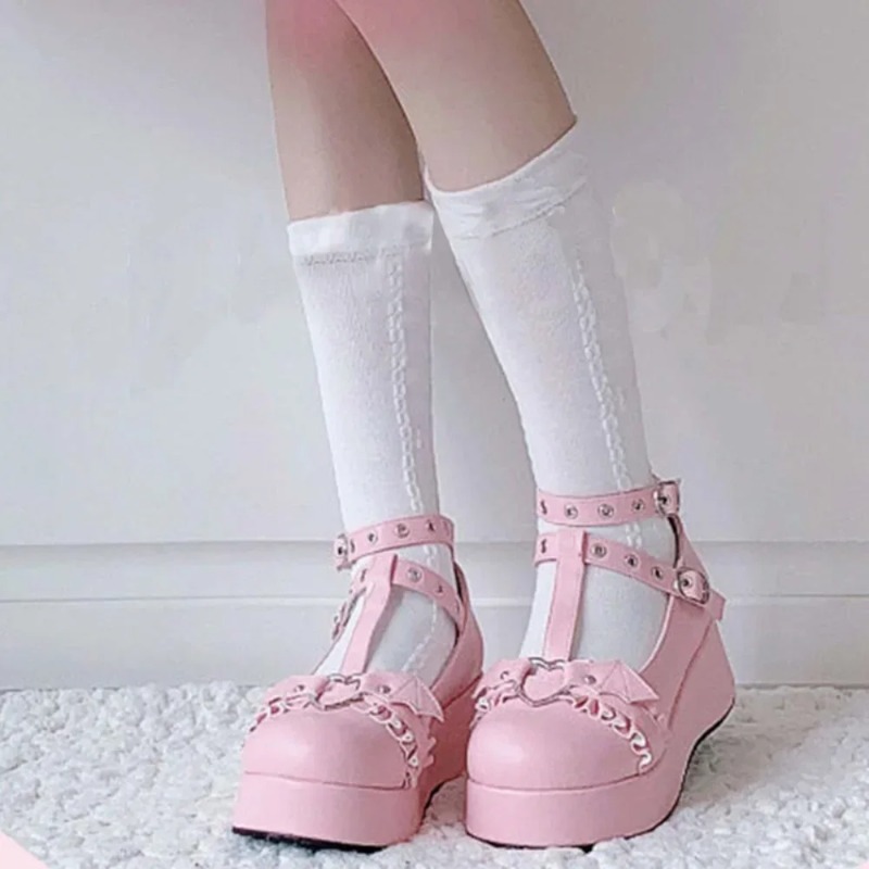 New Sweet Heart Buckle Wedges  - đánh giá và giá Women'S Shoes Round Toe