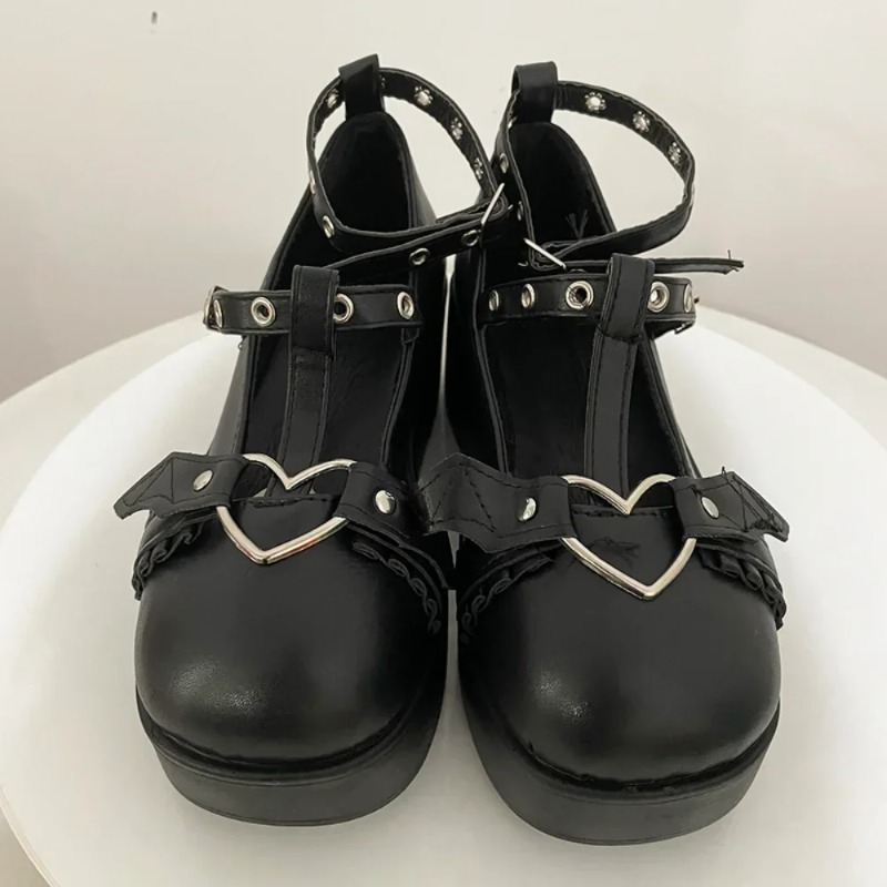 New Sweet Heart Buckle Wedges  - đánh giá và giá Women'S Shoes Round Toe