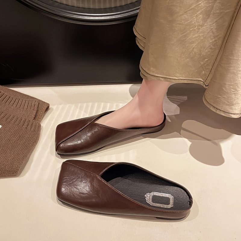 Spring Summer New Square Head  - đánh giá và giá Slip On Mule Flat