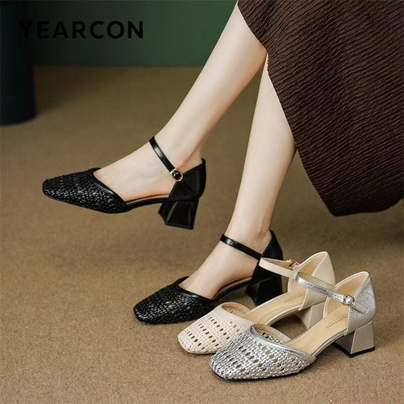 Fashion Woven Hollow Chunky Ro - đánh giá và giá Women Shoes Brand