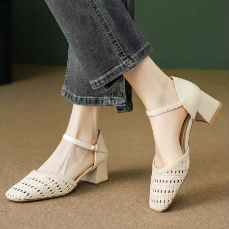 Fashion Woven Hollow Chunky Ro - đánh giá và giá Women Shoes Brand