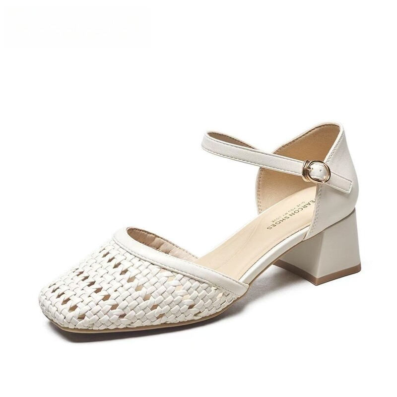 Fashion Woven Hollow Chunky Ro - đánh giá và giá Women Shoes Brand
