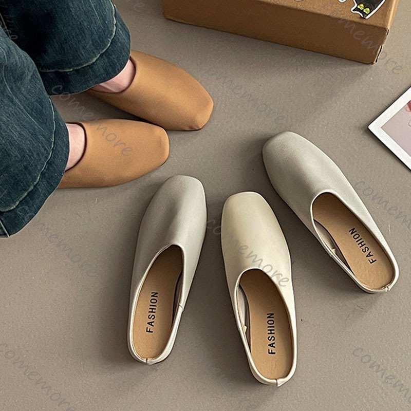Comemore Retro Square Head Bao - đánh giá và giá Slip On Mule Flat
