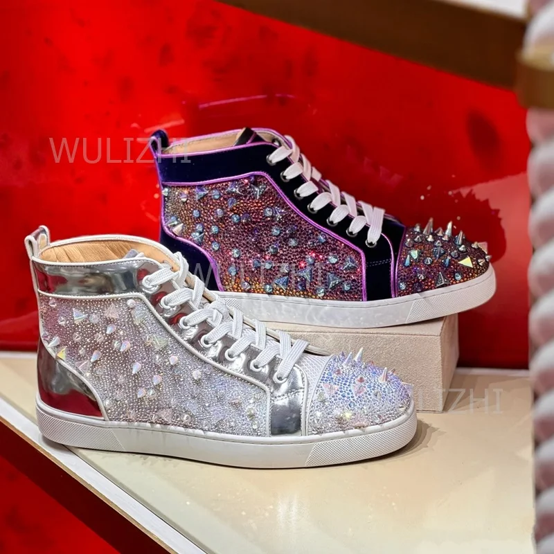 Dark Purple Crystal Rivet Men  - đánh giá và giá Women Shoes Tennis
