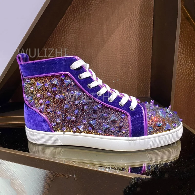 Dark Purple Crystal Rivet Men  - đánh giá và giá Women Shoes Tennis