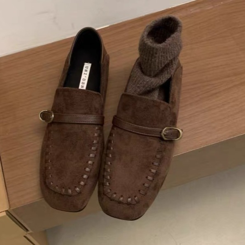 Elegant Suede Square Toe Flat  - đánh giá và giá Women Shoes Brand